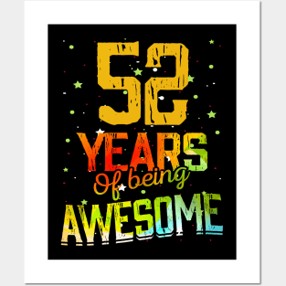 52 Years Of Being Awesome Gifts 52th Anniversary Gift Vintage Retro Funny 52 Years Birthday Men Women Posters and Art